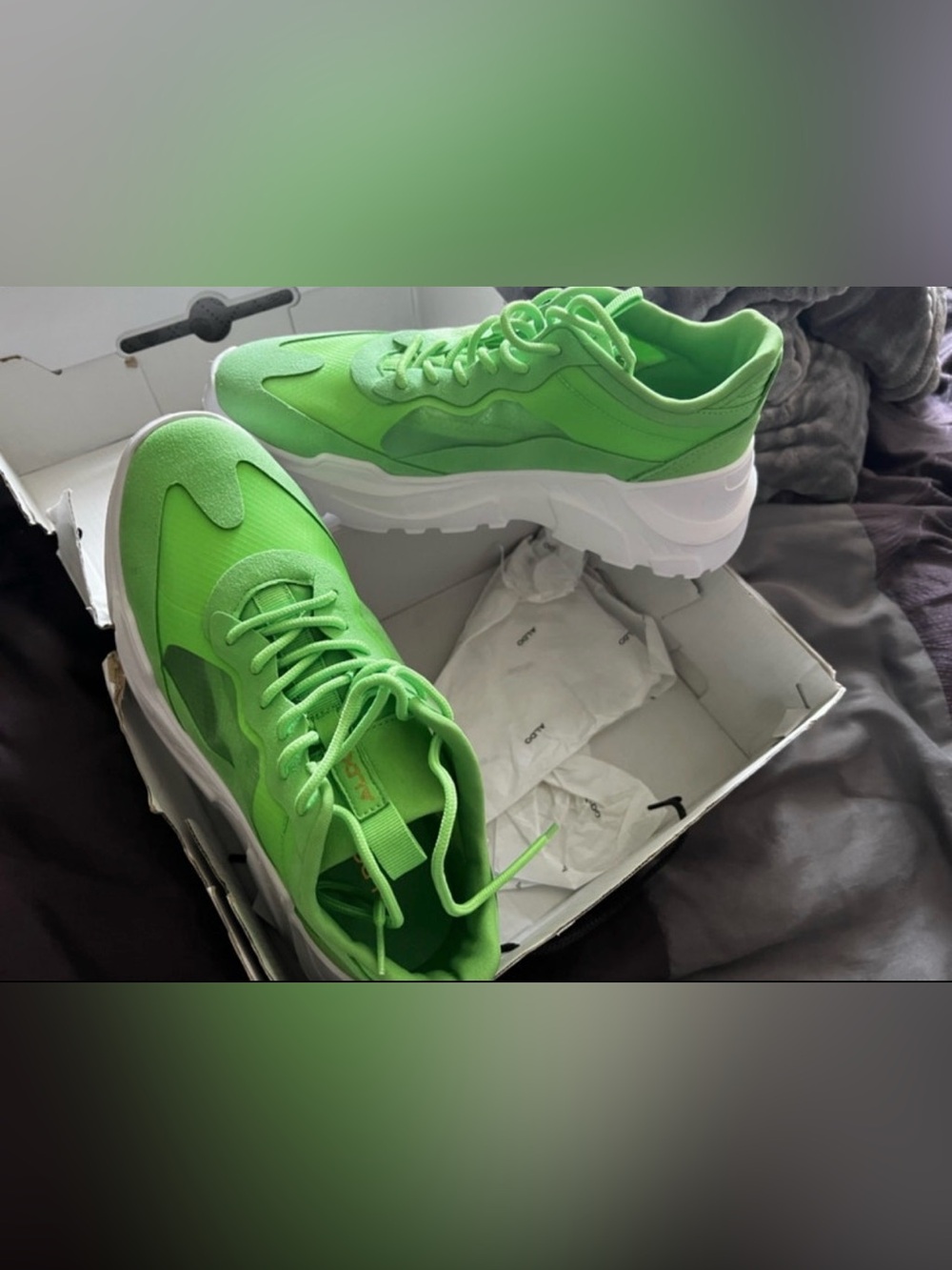 Kids Neon Green Platform Sneakers - Unbranded